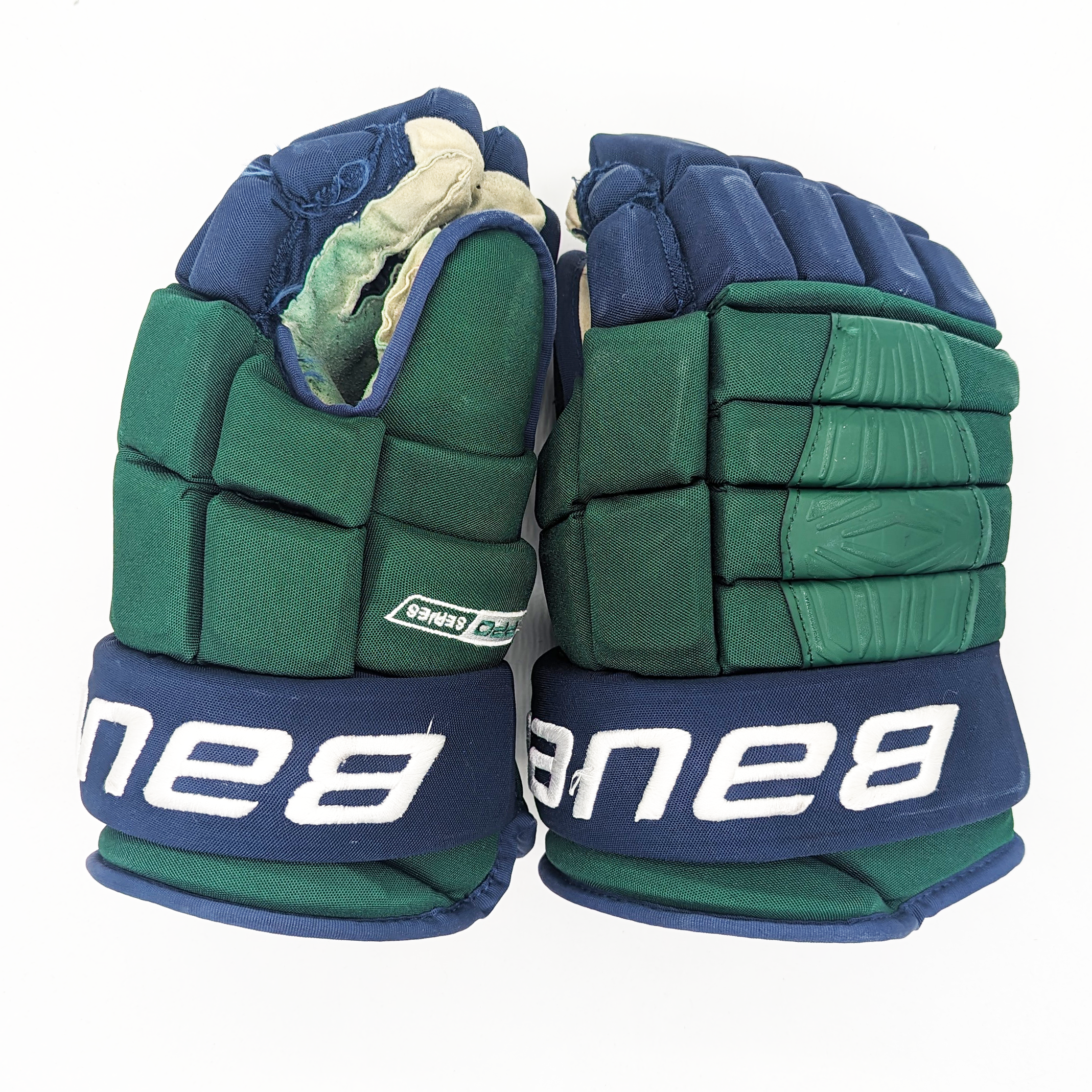 Bauer Pro Series - Gants NCAA Pro Stock d'occasion (vert/bleu)